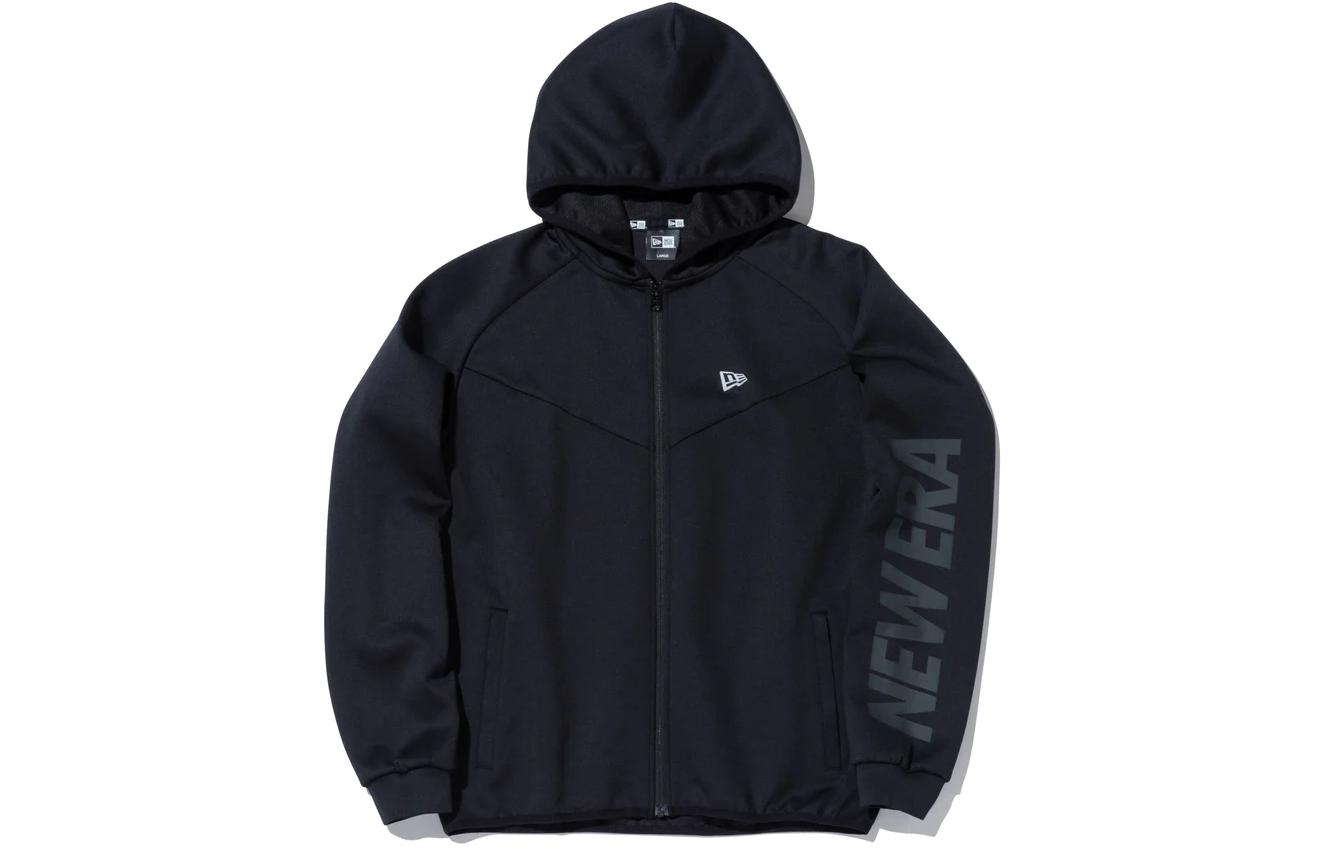 New Era Casual Letter Logo Zip-Up Hoodie Jacket Unisex Black 13870616