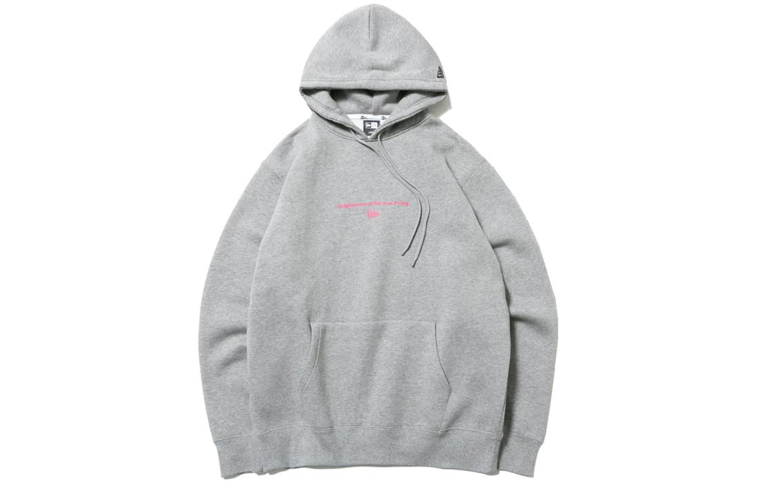 New Era Casual Letter Print Hoodie Unisex Gray 12542627