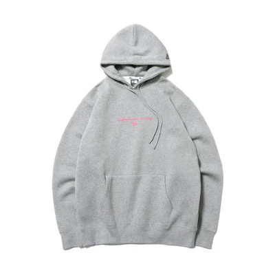 New Era Casual Letter Print Hoodie Unisex Gray 12542627