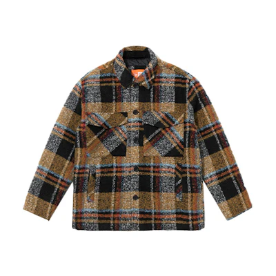 New Era Casual Warm Plaid CPO Jacket Unisex Beige/Black 12866424