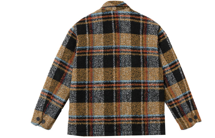 Lookbook New Era Casual Warm Plaid CPO Jacket Unisex Beige/Black 12866424