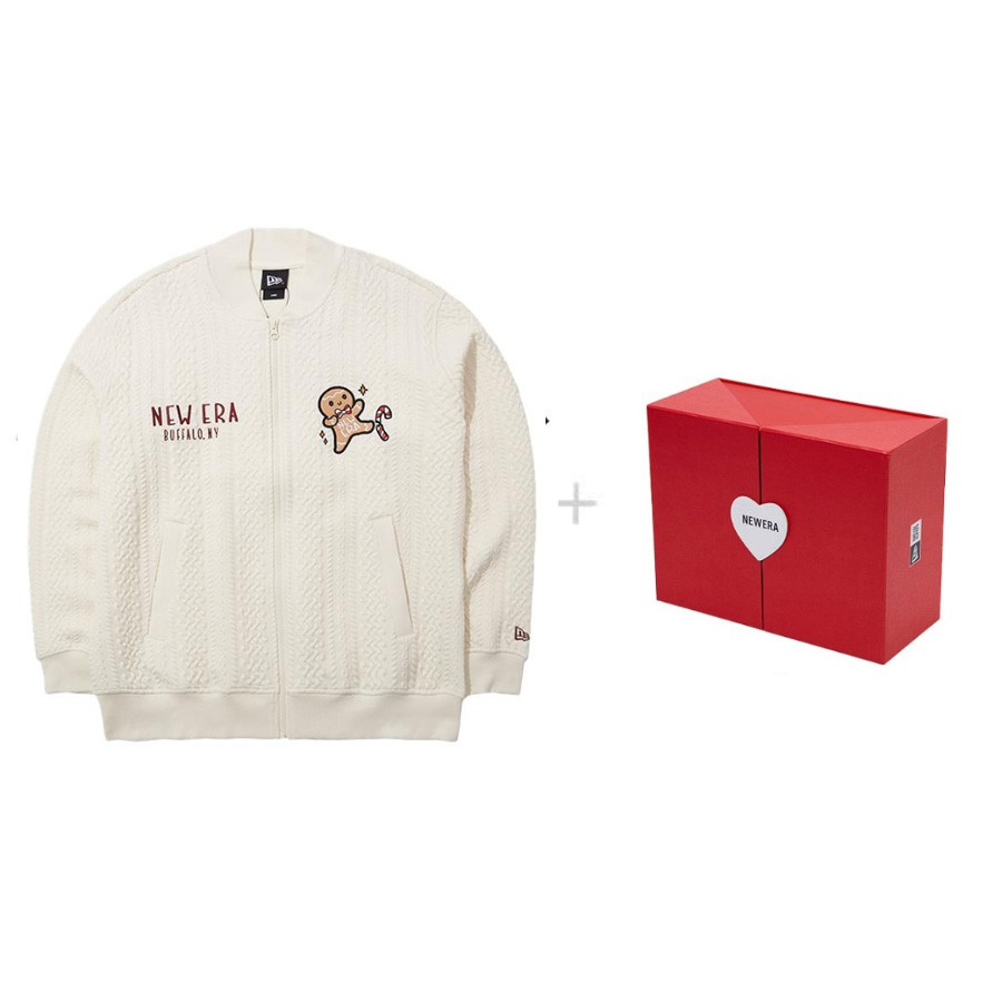 New Era Christmas Knit Sweater Ivory White Unisex Loose Fit with Embroidery 14112292LH