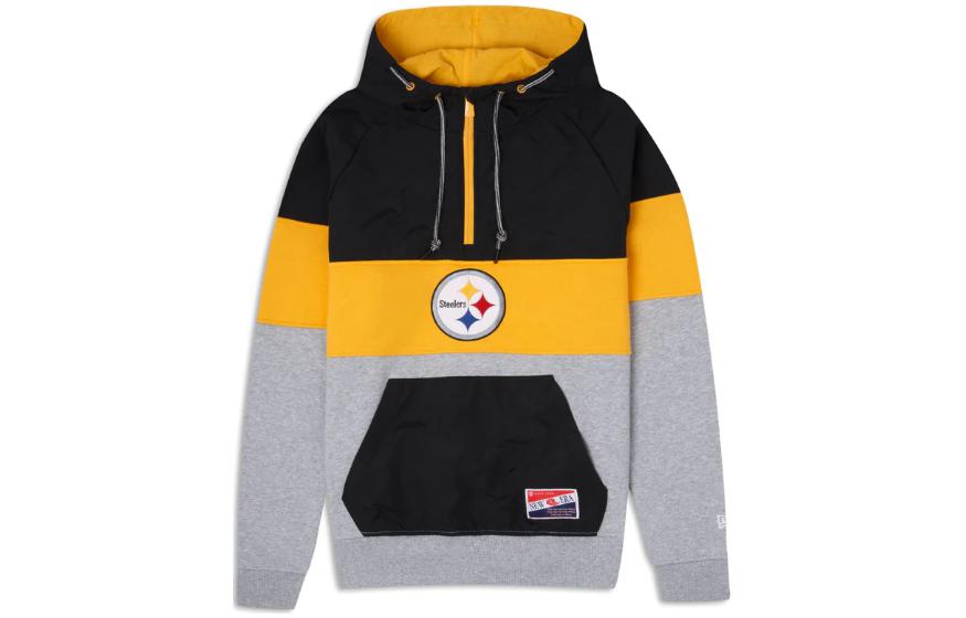 New Era Color-Block Pullover Hoodie Yellow Long Sleeve Sweater 60410793