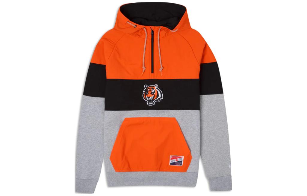 New Era Color-Blocked Tiger Graphic Hoodie Orange/Grey 60410704
