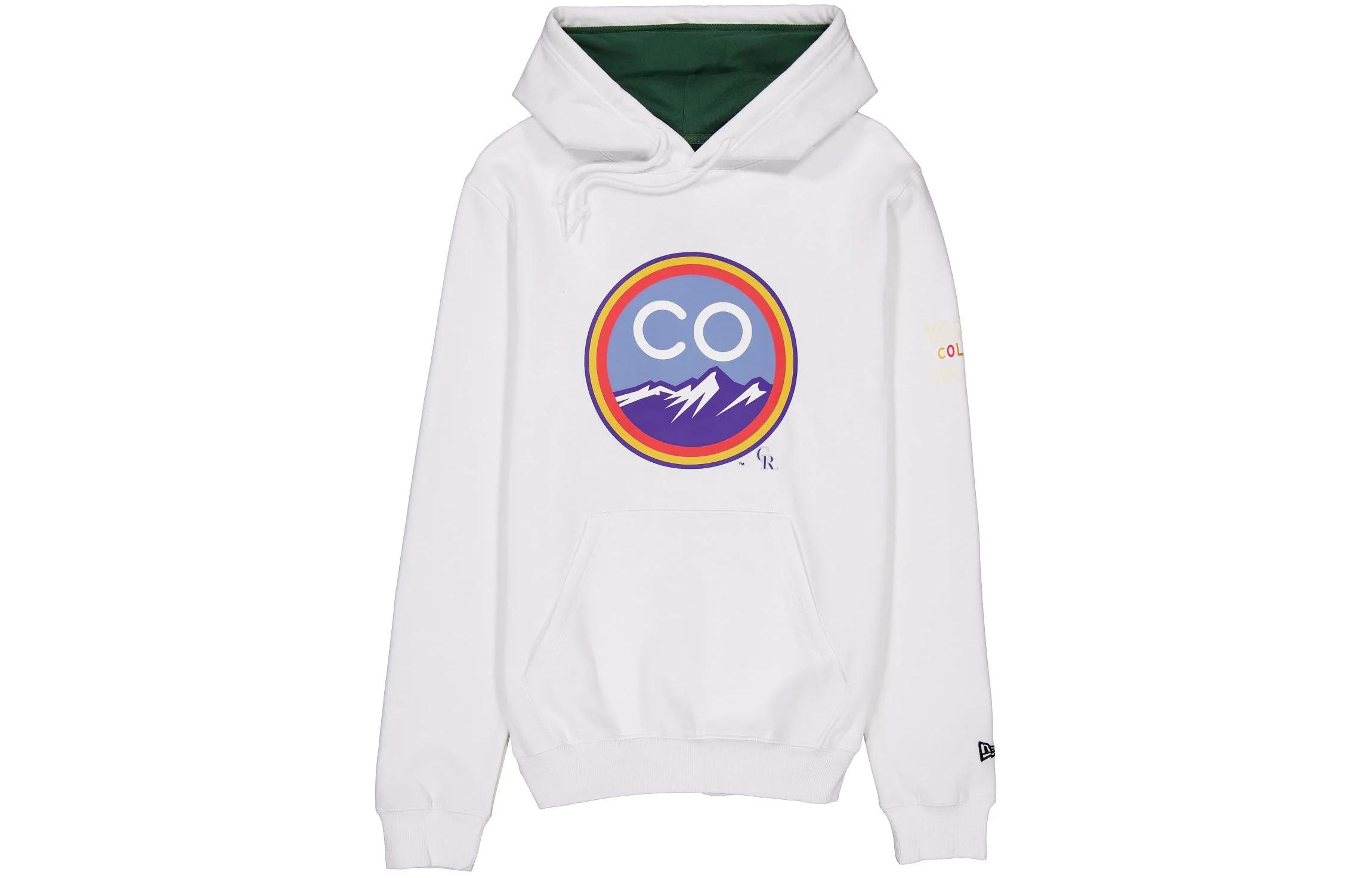 New Era Colorado Rockies Logo Kangaroo Pocket Hoodie Unisex White 60357269