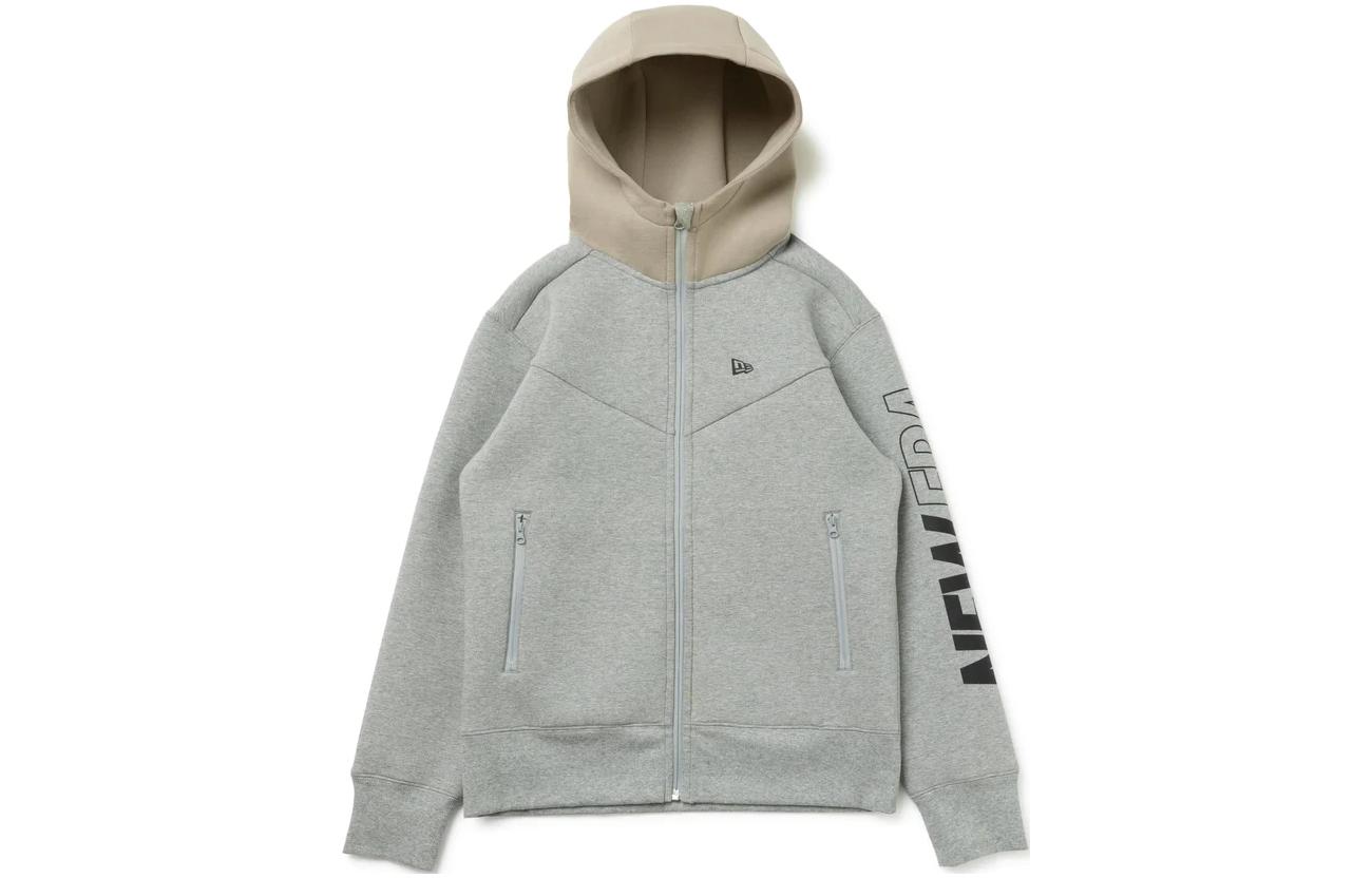 New Era Colorblock Logo Print Zip Hoodie Jacket Unisex - Grey 13755349