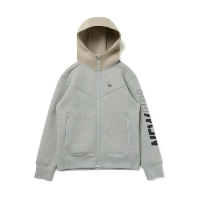 New Era Colorblock Logo Print Zip Hoodie Jacket Unisex - Grey 13755349