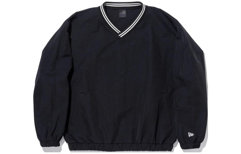 New Era Colorblock V-Neck Pullover Oversized Sweatshirt Unisex Black 14322510