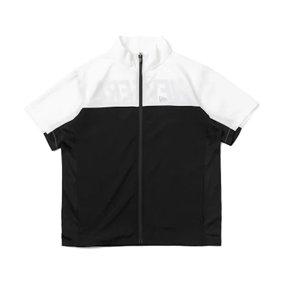 New Era Colorblock Zip Short Sleeve Jacket Unisex Black White 13264248