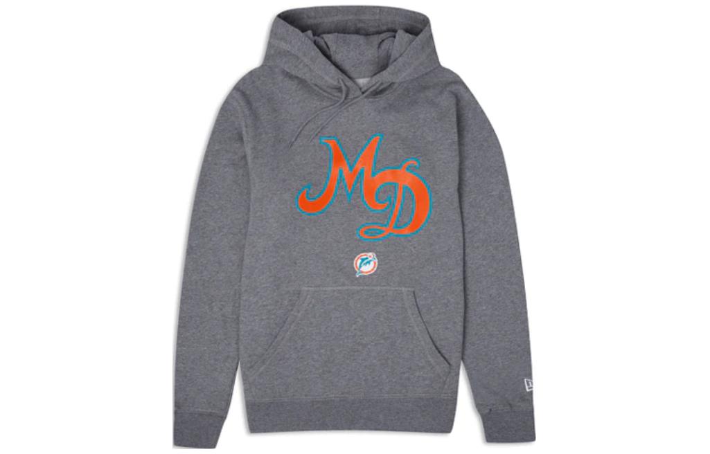 New Era Creative Letter Pullover Hoodie Unisex - Gray 13821780