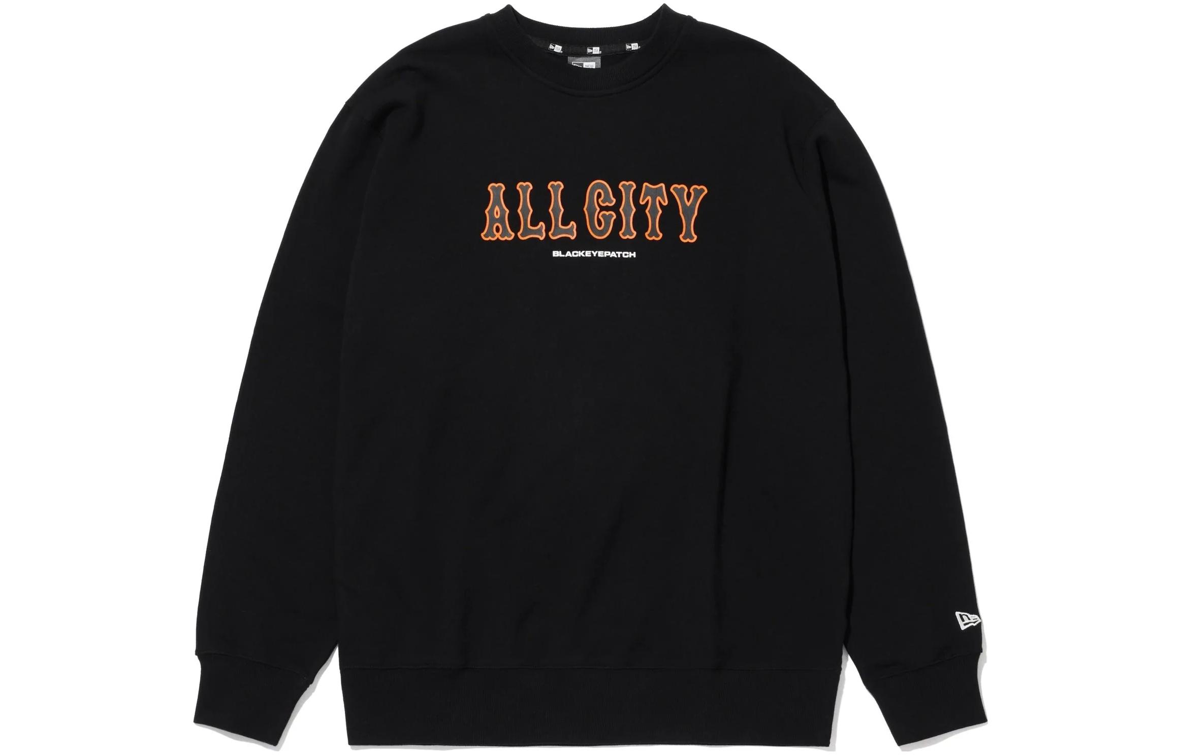 New Era Crewneck Letter Print Long Sleeve Sweatshirt Unisex Black 13276209