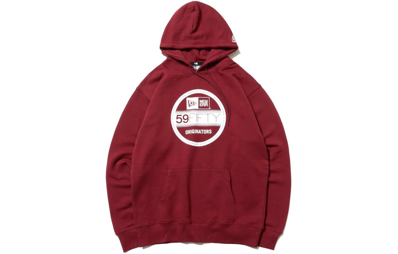 New Era Digital Print Pullover Hoodie Unisex Maroon 12542625