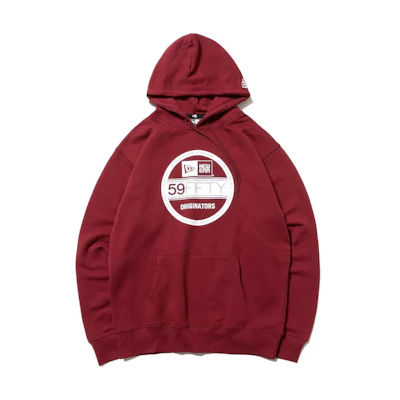 New Era Digital Print Pullover Hoodie Unisex Maroon 12542625
