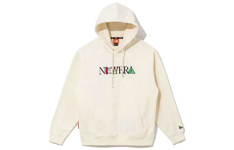 New Era Embroidered Fleece Sweatshirt Unisex Winter Beige 12866504