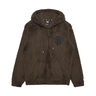 New Era Embroidered Logo Brown Oversized Drawstring Hoodie Jacket Unisex 13338645