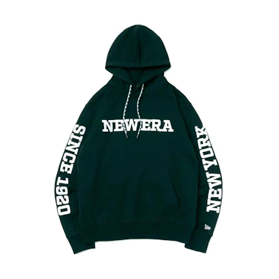 New Era Embroidered Logo Sweat-Wicking Hooded Sweatshirt Unisex Green 13516944