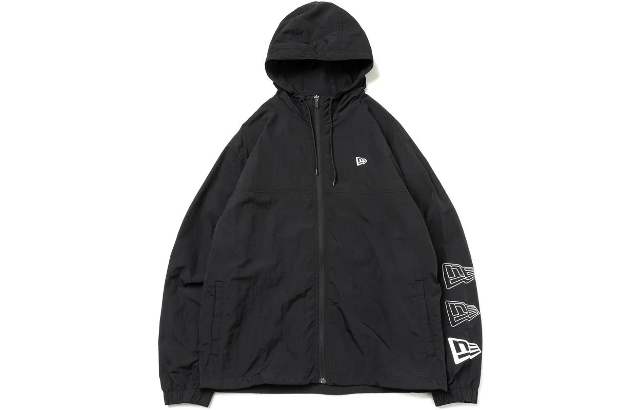 New Era Flag Logo Windbreaker Hoodie Jacket Unisex Black 13331077