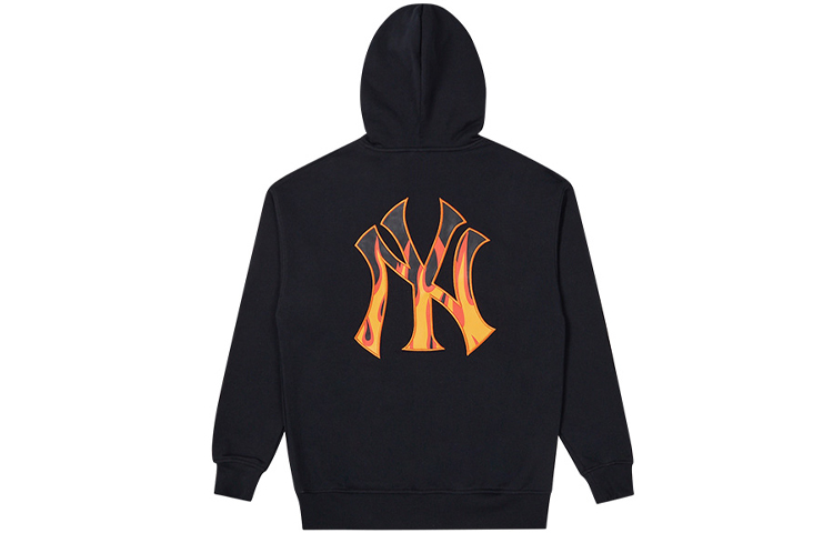 New Era Flame Print Oversized Hoodie Unisex Pullover 12877412
