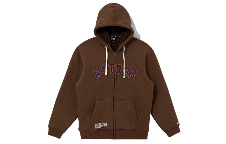 New Era FW21 Embroidered Zip Hoodie Jacket Unisex Brown 12866603
