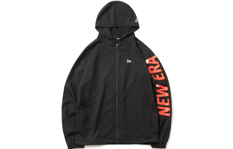 New Era FW21 Large Logo Print Zip Hoodie Black/Red Unisex 12738793