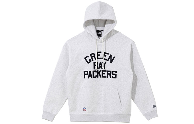 New Era FW21 Letter Fleece Hoodie Unisex Light Grey Winter Style 12887052