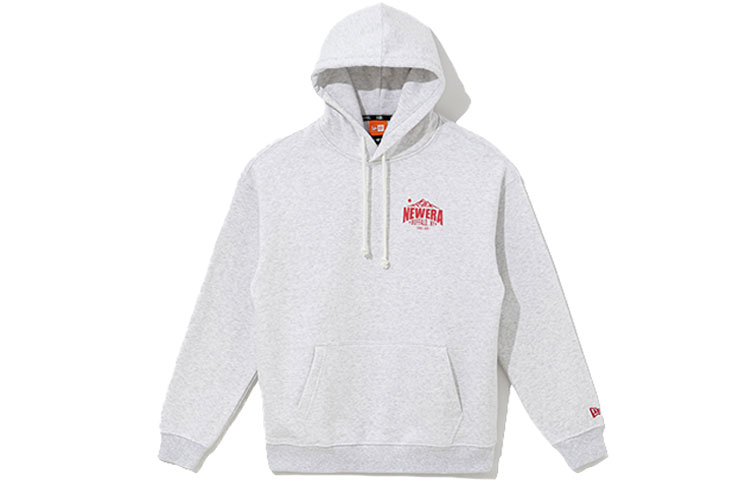 New Era FW21 Letter Print Fleece Hoodie Unisex Winter Grey White 12866421