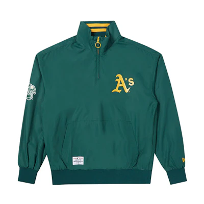 New Era FW21 Logo Print Half-Zip Nylon Woven Track Jacket Unisex Dark Green 12866530