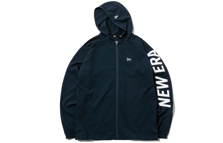 New Era FW21 Navy Blue Logo Print Zip-Up Hoodie Jacket Unisex 12375740