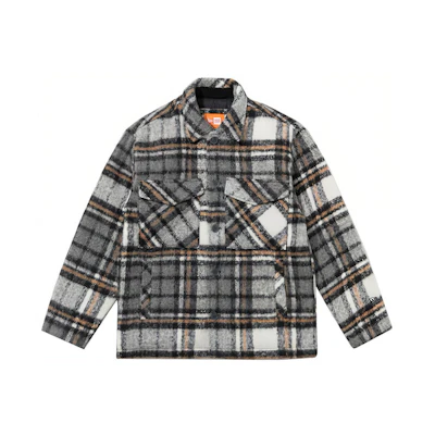 New Era FW21 Plaid CPO Jacket Unisex Gray - Long Sleeve Warm Design 12866423