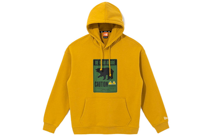 New Era FW21 Polar Bear Print Hoodie Unisex Mustard Yellow 12866492