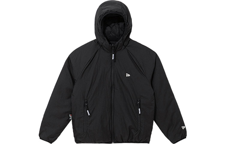 New Era FW21 Quilted Reversible Zip-Up Hooded Jacket Unisex Black 12866419