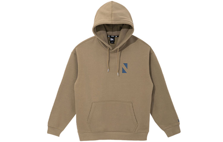 New Era FW21 Triangular Logo Letter Print Fleece Hoodie Khaki 12866447