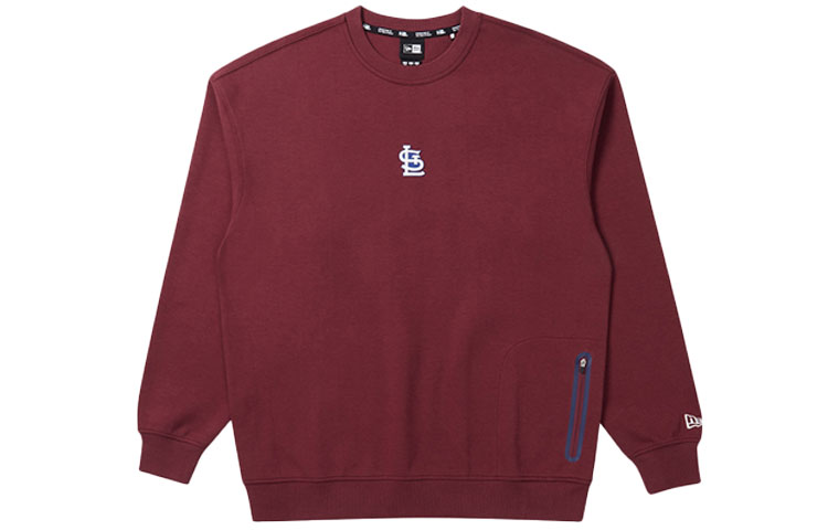 New Era FW21 Unisex Crewneck Sweatshirt with Logo Print in Deep Red 12866525