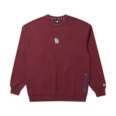 New Era FW21 Unisex Crewneck Sweatshirt with Logo Print in Deep Red 12866525