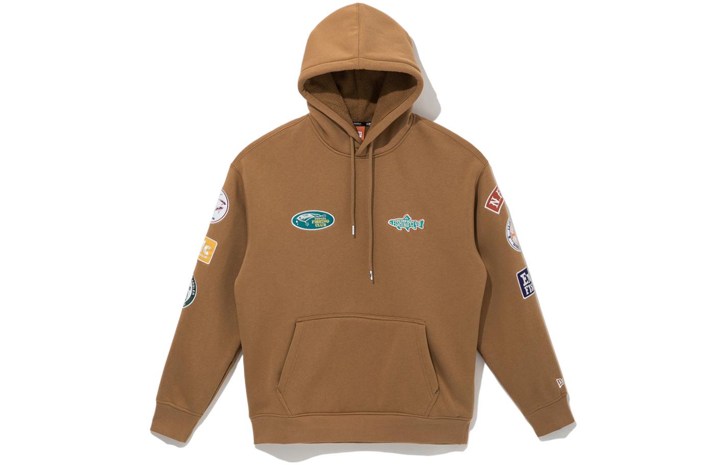 New Era FW22 Brown Cartoon Badge Embroidered Hoodie Mens Long Sleeve 13338558