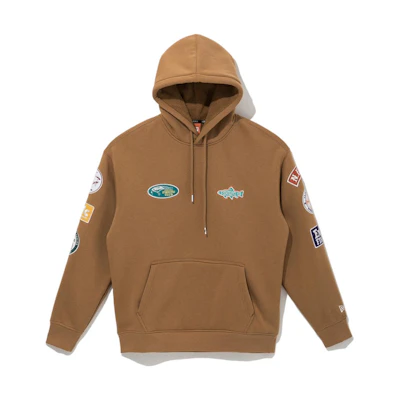 New Era FW22 Brown Cartoon Badge Embroidered Hoodie Mens Long Sleeve 13338558