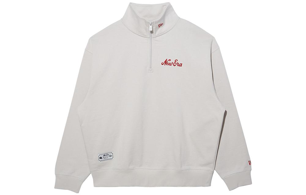 New Era FW22 Embroidered Half-Zip Pullover Sweatshirt Beige Unisex 13353714