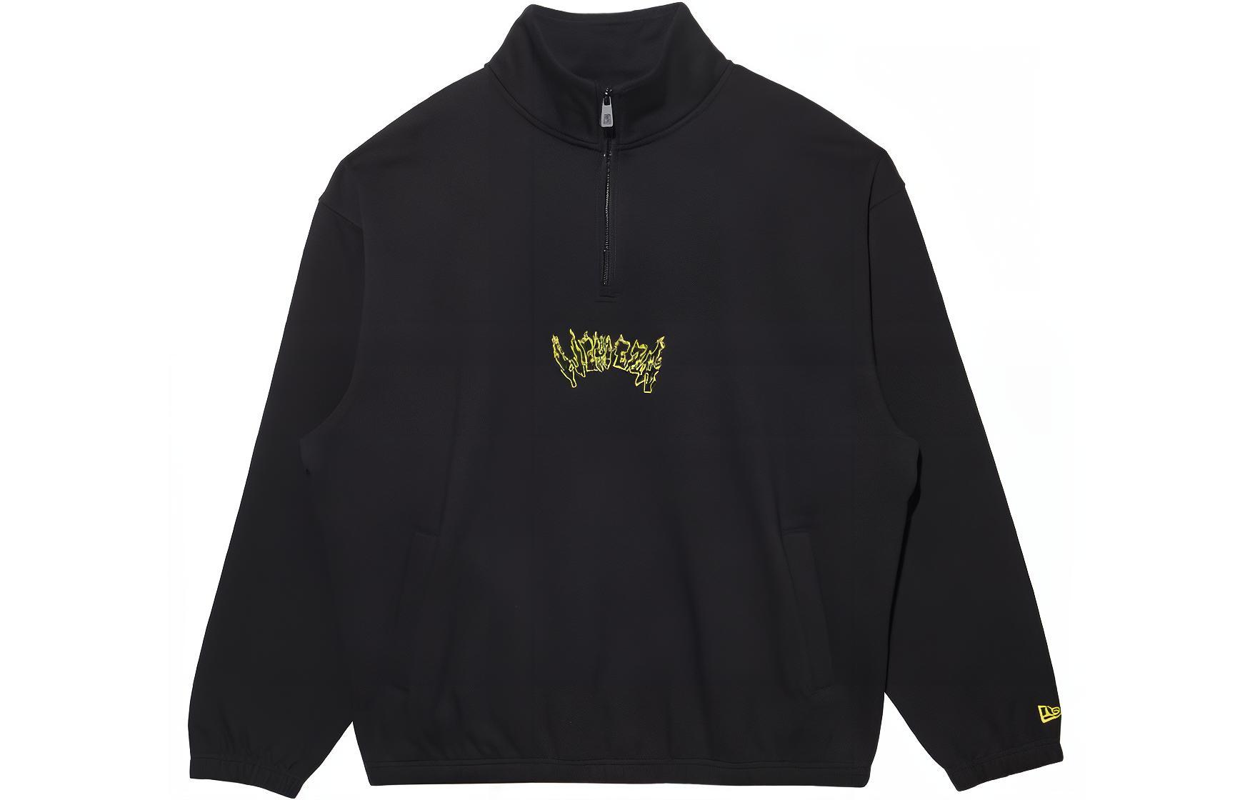 Order New Era FW22 High Neck Half-Zip Letter Print Unisex Sweatshirt Black 13350788