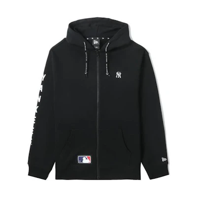 New Era FW22 Letter Print Drawstring Hoodie Jacket Men’s Black NERSWM30090XJBKX
