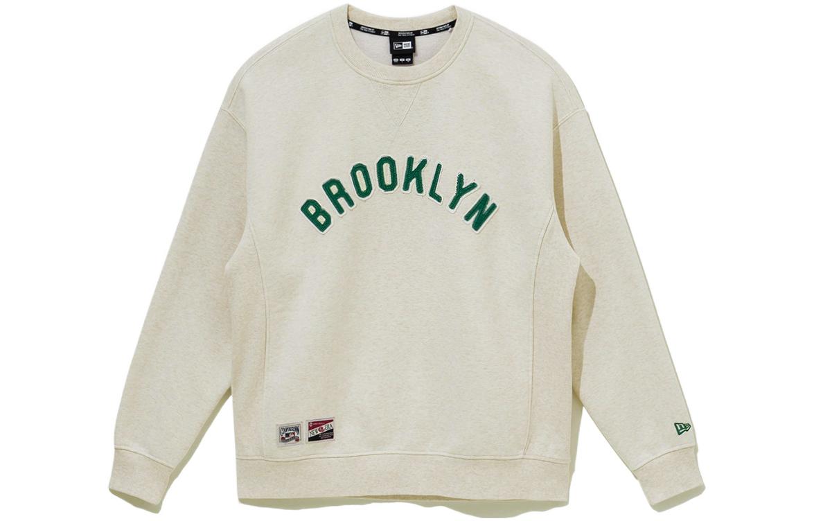 New Era FW22 MLB Letter Patch Crewneck Sweatshirt Unisex - Oatmeal Color 13338684