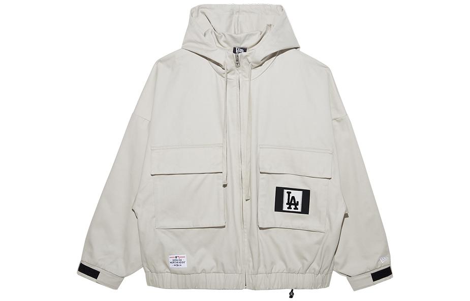 New Era FW22 MLB Logo Multi-Pocket Drawstring Hoodie Jacket White Unisex 13350806