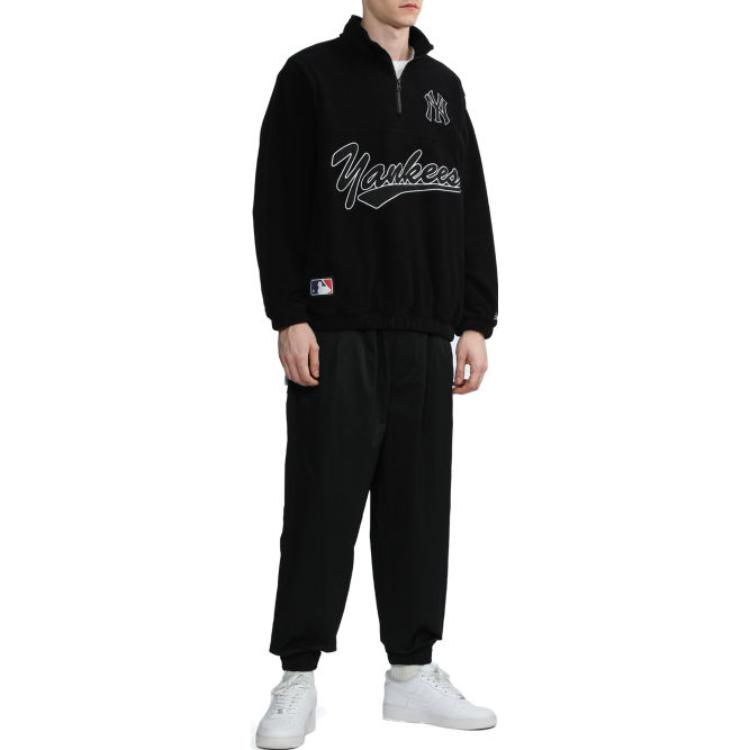 Shop New Era FW22 MLB New York Yankees Logo Half-Zip Pullover Sweatshirt Black NERSWM30114XJBKX