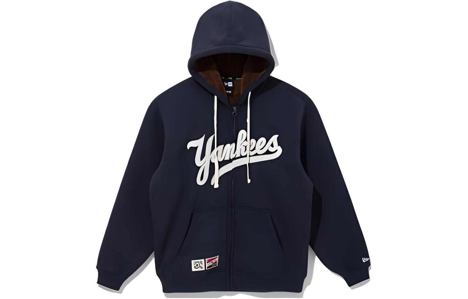 New Era FW22 Navy Blue Zip-Up Sweatshirt with Letter Print Unisex 13338678
