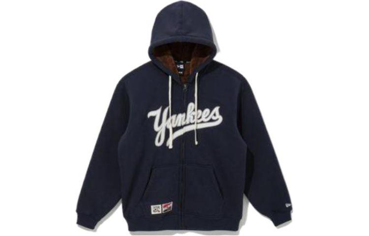 New Era FW22 Navy Blue Zip-Up Sweatshirt with Letter Print Unisex 13338678 圖 2