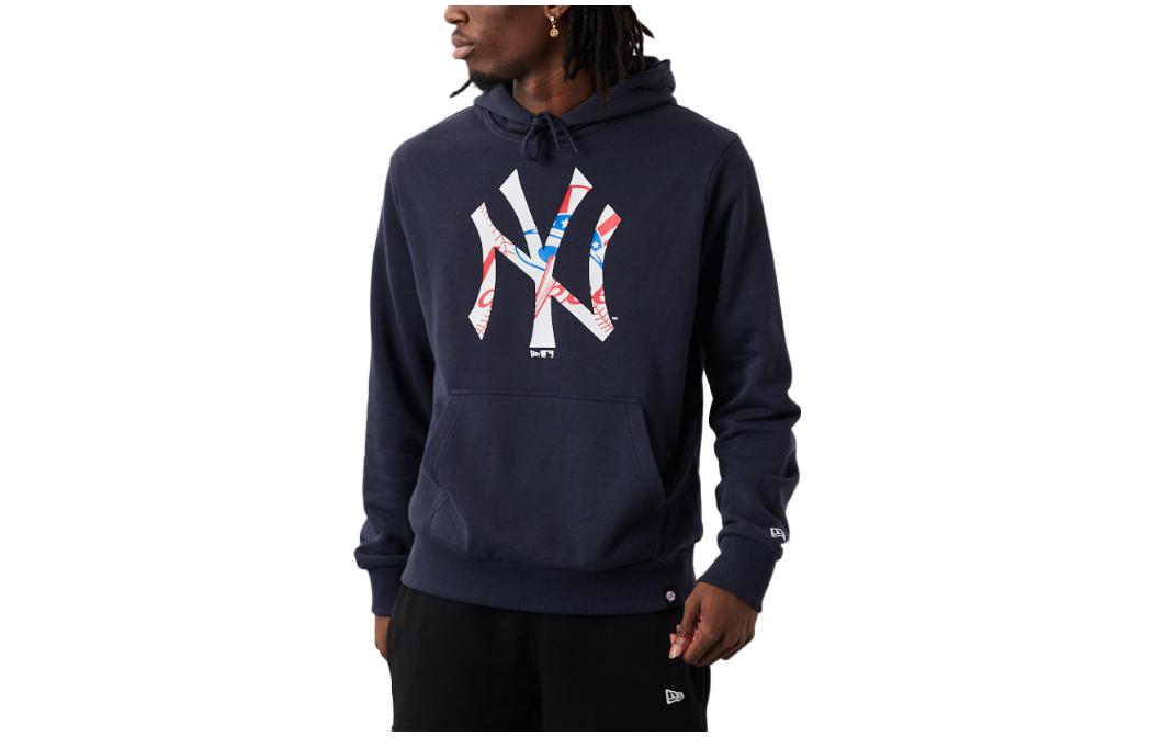 New Era FW22 Navy Pullover Sweatshirt with Letter Print for Men 60284748