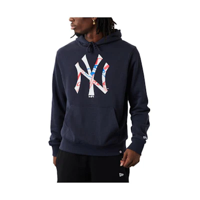 New Era FW22 Navy Pullover Sweatshirt with Letter Print for Men 60284748