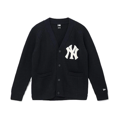 New Era FW22 Navy V-Neck Button-Up Logo Print Sweater Unisex Casual Wear 13338685-NVY