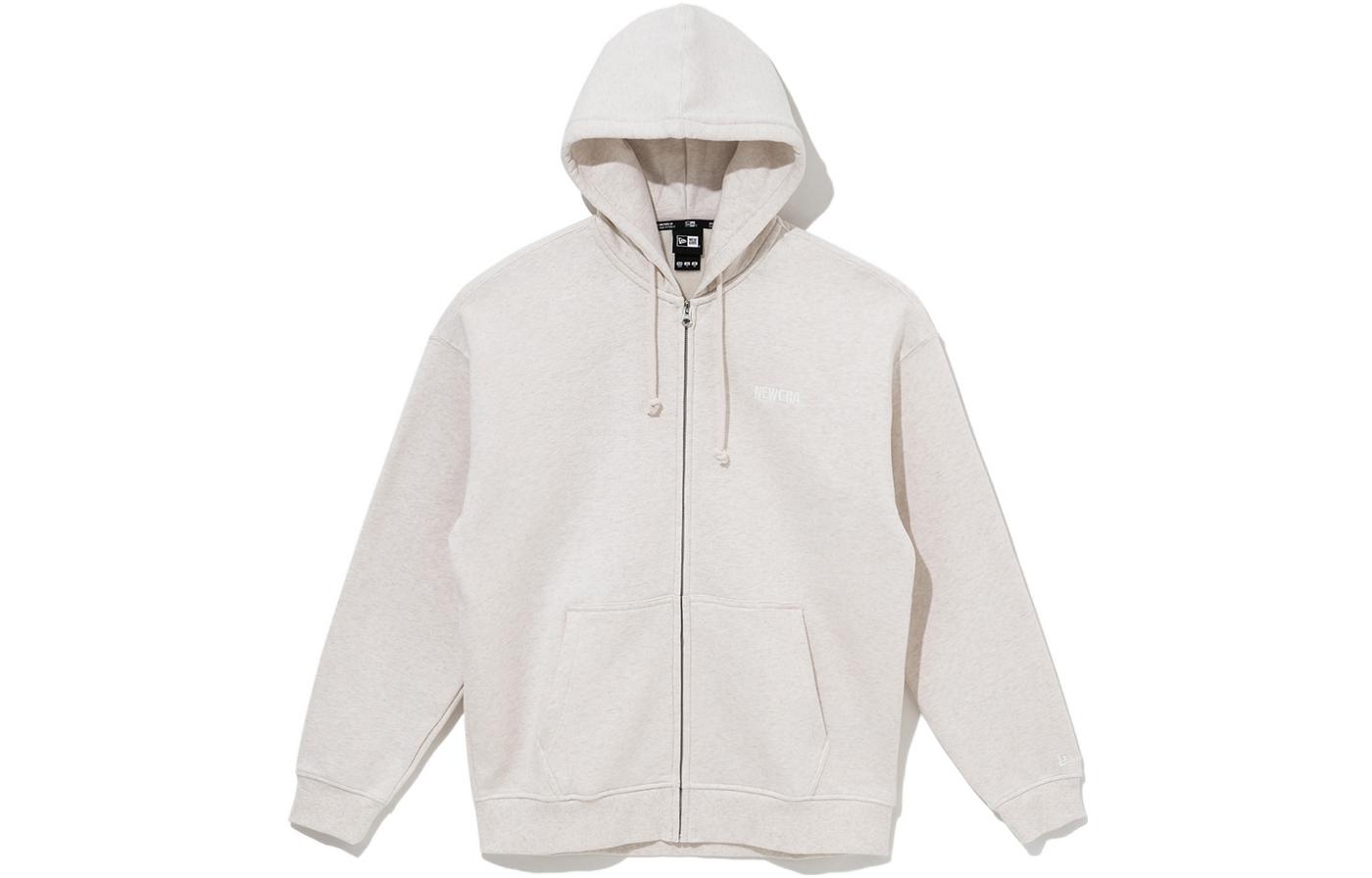 New Era FW22 Oatmeal Unisex Solid Drawstring Zip-Up Hoodie 13338618