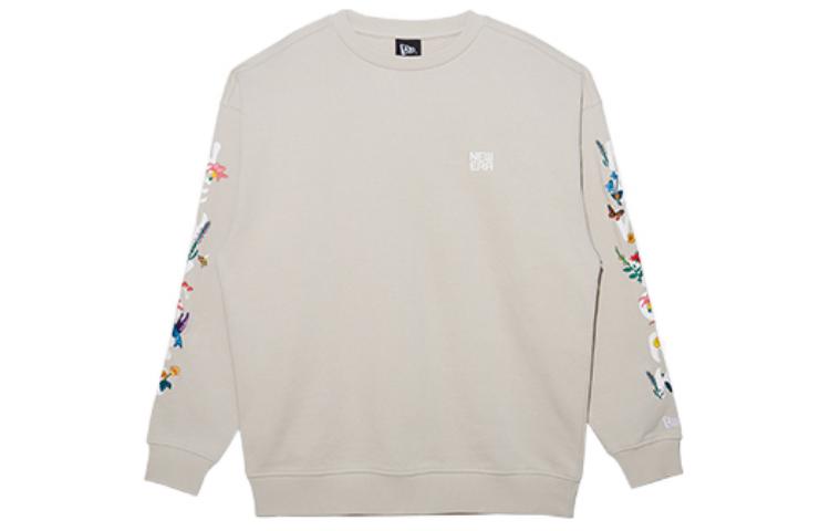 New Era FW22 Solid Color Butterfly Print Long Sleeve Sweatshirt Unisex Beige 13350932