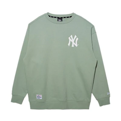 New Era FW22 Solid Letter Print Pullover Sweatshirt Unisex Light Green 13480570